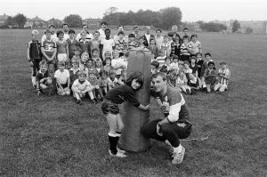 Attempting to make her mark in the men's game of Rugby League is nine year old Sarah Attempting to make her mark in the men's game of Rugby League is nine year old Sarah