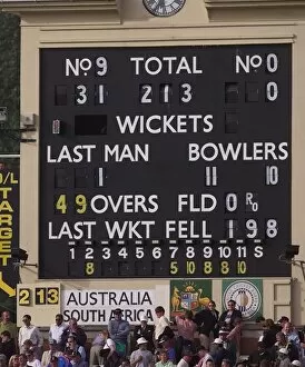 Images Dated 17th June 1999: Australia v South Africa Scoreboard June 1999 Edgbaston Scoreboard at the end of