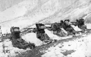 Austrian troops seen here defending a mountain top during the winter campaign Austrian troops seen here defending a mountain top during the winter campaign