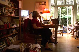 Images Dated 4th July 1999: Author Sue Townsend in her house in Leicester - July 1999