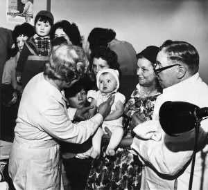 A baby being vaccinated at Halton Road divisional health centre in Runcorn A baby being vaccinated at Halton Road divisional health centre in Runcorn