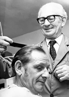 Images Dated 1st April 1972: A barber cutting a mans hair in April 1972