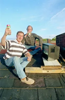 Barry Kirkham and his mate Kevin sitting on a roof top tuning in to the England v West Barry Kirkham and his mate Kevin sitting on a roof top tuning in to the England v West