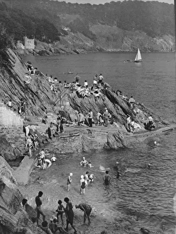 Bathers in Castle Cove, Dartmouth picture in 1964 Bathers in Castle Cove, Dartmouth picture in 1964