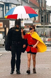 Images Dated 1st July 1997: Batman and Robin, alias Lee Davison and Wayne Miller who helped to launch the Cathering