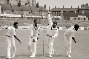 Images Dated 11th May 1976: A Batsmans Nightmare at The Oval May 1976 The fearsome four from the West
