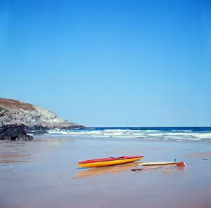 Beach scene in Cornwall. 19th August 1973