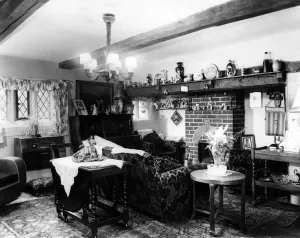 Beams, inglenook and latticed windows are all still there Beams, inglenook and latticed windows are all still there