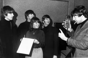 The Beatles with artist Marilyn Piller 19, who had her picture taken with George The Beatles with artist Marilyn Piller 19, who had her picture taken with George