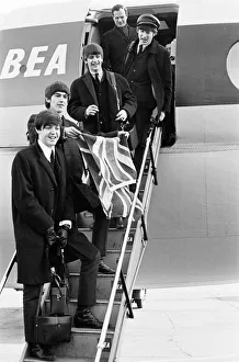 The Beatles return from Paris on BEA flight, landing at London Heathrow Airport The Beatles return from Paris on BEA flight, landing at London Heathrow Airport