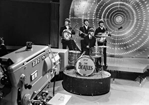 Images Dated 11th July 2014: The Beatles on the set of Top Of the Pops, plugging their new single '