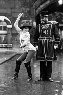 Young Collection: Beefeater Rory Crozier looks on with disbelief as disco dancer Lucia Catti (18