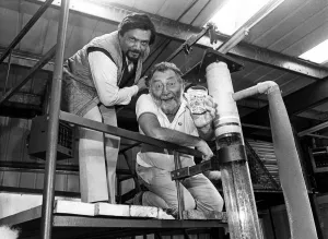 Beer loving TV botanist David Bellamy with Ces Vallally on 20th May, 1986 Beer loving TV botanist David Bellamy with Ces Vallally on 20th May, 1986