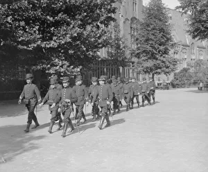 Belgian Civil Guard contingent seen here at the temporary prison for captured German Belgian Civil Guard contingent seen here at the temporary prison for captured German