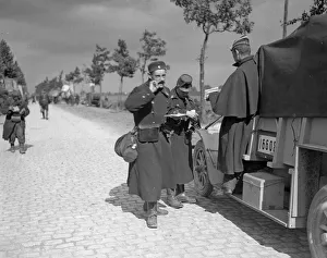 Belgian soldiers marching up to the front seen here passing hastily written letters to a Belgian soldiers marching up to the front seen here passing hastily written letters to a