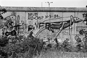 The Berlin Wall. Pictured is the West wall, covered in graffiti. 6th August 1984