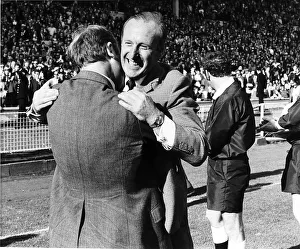 Bertie Mee Arsenal manager May 71 celebrates with coach Don Howe after completing Bertie Mee Arsenal manager May 71 celebrates with coach Don Howe after completing