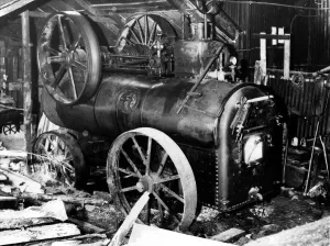 Bess, the traction engine turned steam roller being used at Mitford sawmill on 21st April Bess, the traction engine turned steam roller being used at Mitford sawmill on 21st April