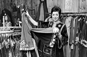 Images Dated 4th October 1970: Betty Van Gelder, owner of a dress shop in Hampstead, wearing one of her own velvet