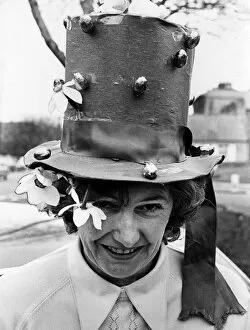 Betty Wyatt wearing Easter Bonnet, 20th April 1976