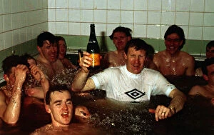Jon Scan Gallery: Billy McNeill in team-bath with players April 1988