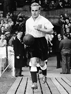 Billy Wright Football leads England team on to the field 1950 Billy Wright Football leads England team on to the field 1950