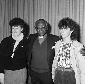 Bishop Desmond Tutu at London Airport, en route to Oslo to collect his Nobel prize Bishop Desmond Tutu at London Airport, en route to Oslo to collect his Nobel prize