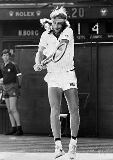 Images Dated 4th July 1980: Bjorn Borg in action at Wimbledon tournament - July 1980 04 / 07 / 1980
