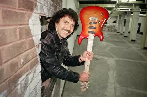 Images Dated 29th September 1993: Black Sabbaths Tony Iommi helps to demolish a wall at Musical Exchanges in