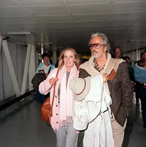 Bo Derek actress and husband film director John Derek at London airport. November 1986 Bo Derek actress and husband film director John Derek at London airport. November 1986