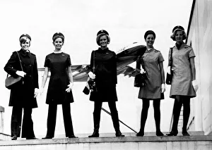 BOAC Air stewardesses line up together at a London airport BOAC Air stewardesses line up together at a London airport