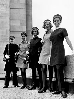 BOAC Air stewardesses line up together at a London airport BOAC Air stewardesses line up together at a London airport