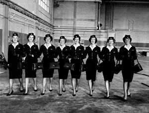 BOAC Air Stewardesses line up wearing their uniforms January 1963 P004606 BOAC Air Stewardesses line up wearing their uniforms January 1963 P004606
