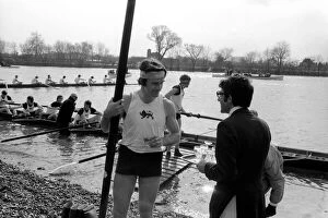 Images Dated 29th March 1975: Boat Race Cambridge. Some of the Cambridge team members celebrate with Champagne after