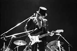 Images Dated 15th July 1978: Bob Dylan seen here performing on stage at The Picnic concert at Blackbushe Aerodrome