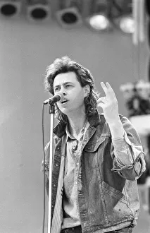 Bob Geldof performing at the Live Aid Concert July 1985 at Wembley Bob Geldof performing at the Live Aid Concert July 1985 at Wembley