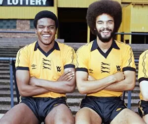 Bob Hazel (left) and George Berry from Wolverhampton Wanderers FC August 1979