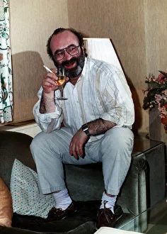 Bob Hoskins Actor drinking a glass of wine and smoking a cigrette DBase Bob Hoskins Actor drinking a glass of wine and smoking a cigrette DBase