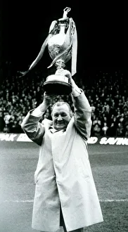 Bob Paisley ex Liverpool manager holding the League Champinship Trophy in 1983 Bob Paisley ex Liverpool manager holding the League Champinship Trophy in 1983