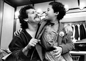 Images Dated 18th January 1985: Bobby Ball meets fan Jason Drummond backstage after the Cannon