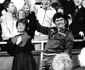 Bobby Gould and his wife accept the fans acclaim at a Coventry v Norwich football match Bobby Gould and his wife accept the fans acclaim at a Coventry v Norwich football match