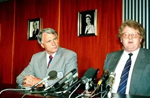 Bobby Robson England Manager at news press conference with Graham Kelly Chairman of