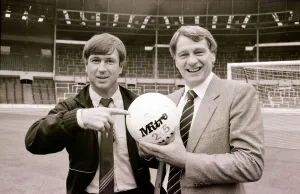 Bobby Robson England manager on the pitch at Wembley Stadium September 1983 Bobby Robson England manager on the pitch at Wembley Stadium September 1983