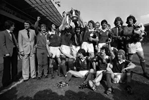 Bobby Robson with the Ipswich team at Wembley 1978 after they had beaten Arsenal in