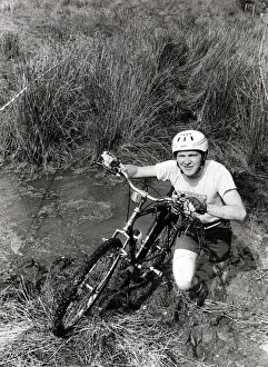Bog Hopping - Taking a direct line... another approach taken by this crash-helmeted Bog Hopping - Taking a direct line... another approach taken by this crash-helmeted