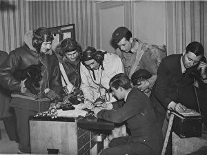 01256 Gallery: Bomber crews receiving instructions in their squadron flight office, some where in France