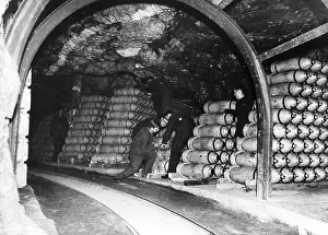 Bombs for the RAF are stockpiled in an underground tunnel before being transferred to Bombs for the RAF are stockpiled in an underground tunnel before being transferred to
