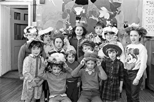 Images Dated 8th April 1987: Bonny bonnets - youngsters at West Slaithwaite School line up to show off their Easter
