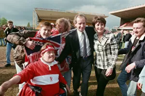 Images Dated 2nd May 1992: Boro manager Lennie Lawrence on the shoulders of fans. Wolverhampton Wanderers v