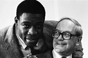 Images Dated 22nd May 1986: Boxer Frank Bruno and TV presenter Harry Carpenter Known for his double act with British